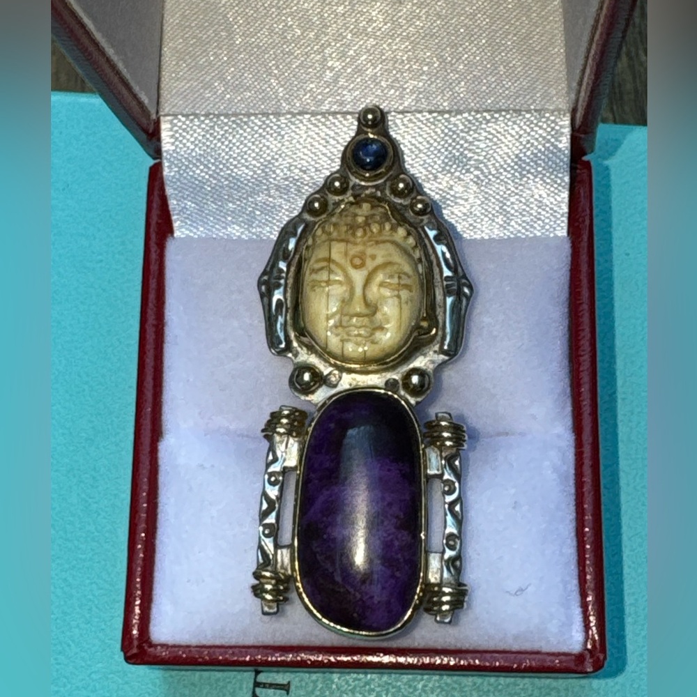 Vintage  Sterling Silver 14k gold Amethyst Brooch by SHANO KELLEY